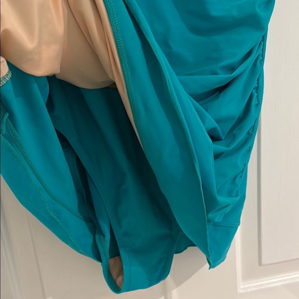 Teal Ruched Tankini Top - Picture 2 of 7